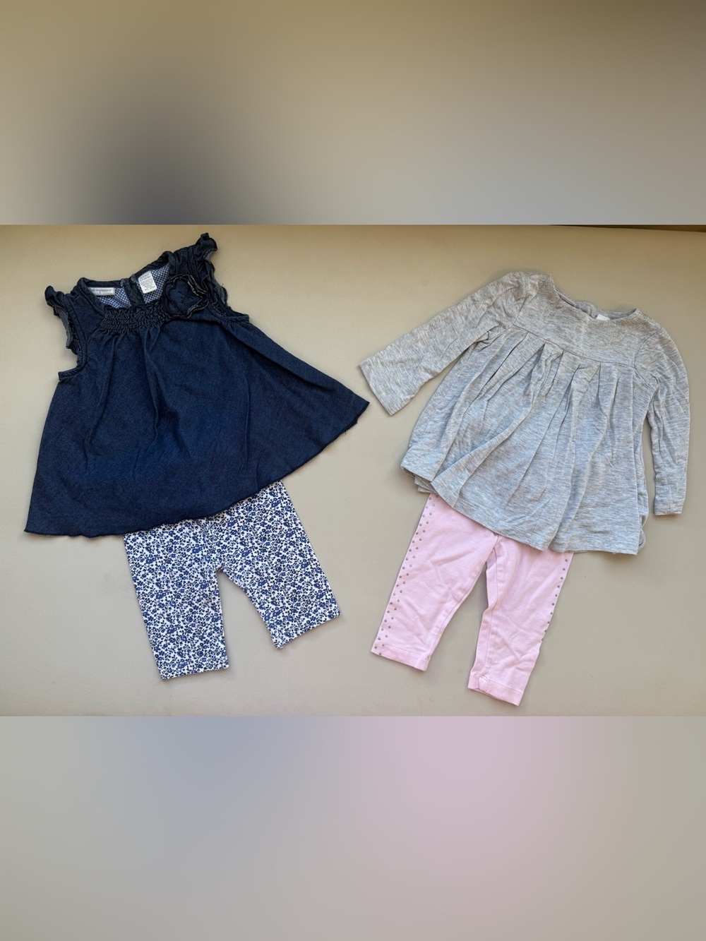 First Impressions Navy & Pink Kids Matching Legging Sets
